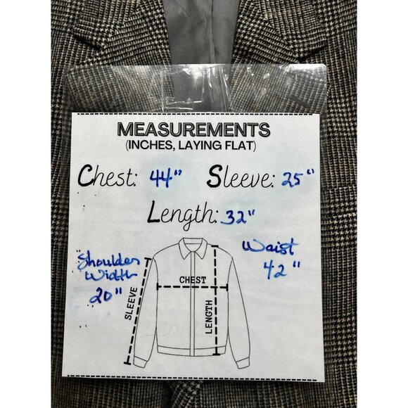 Lord & Taylor Fifth Avenue Collection Mens Blazer 44R Gray Glen Plaid Camel Hair - Picture 7 of 12